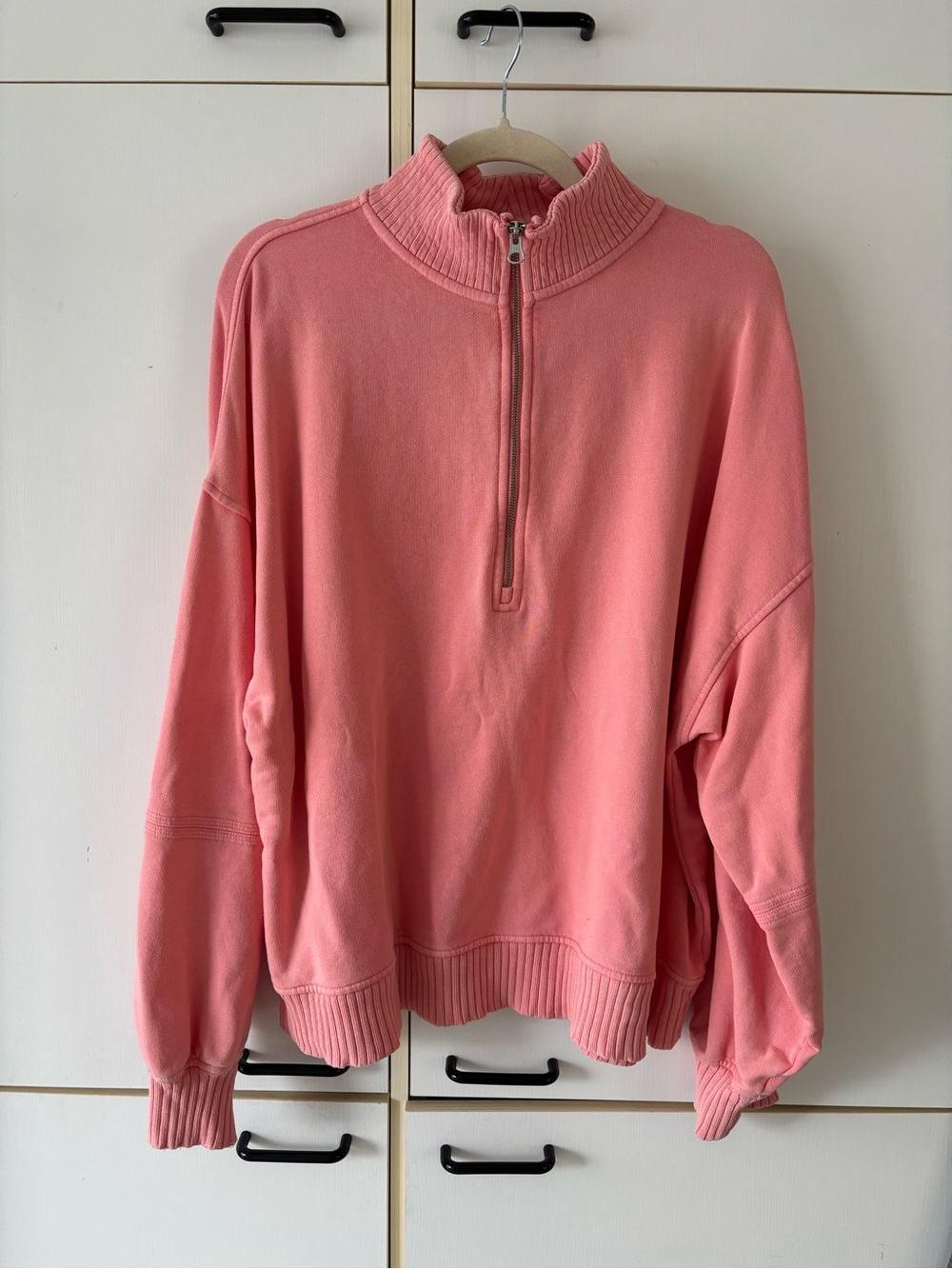 Aerie Pink Oversized Quarter Zip Sweatshirt XL Cozy Lounge Pullover Soft Girl - Picture 2 of 12